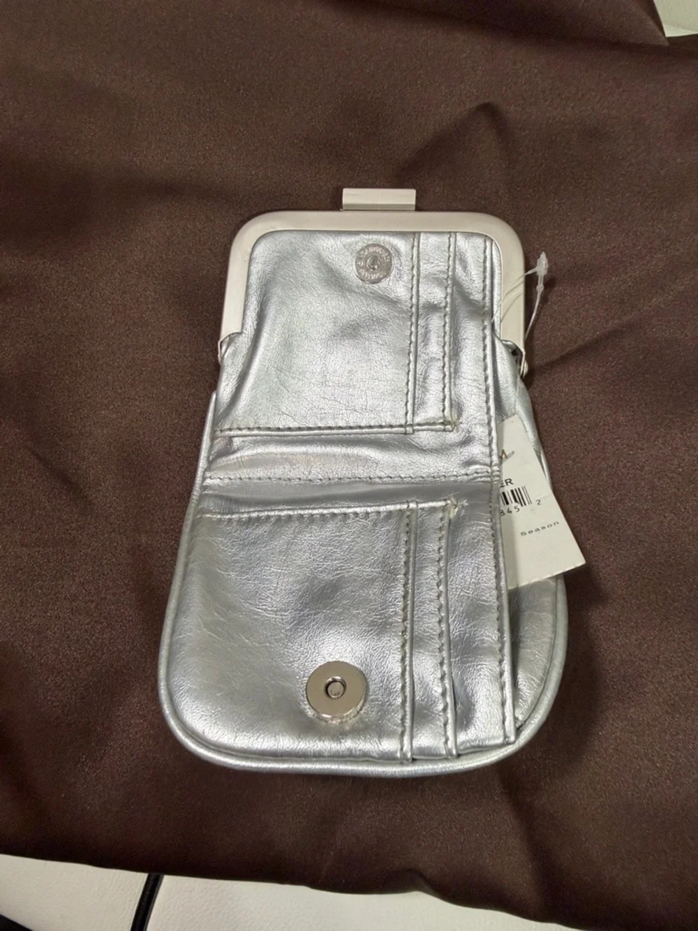 Nordstrom Silver Metallic Bills Pouch Clutch